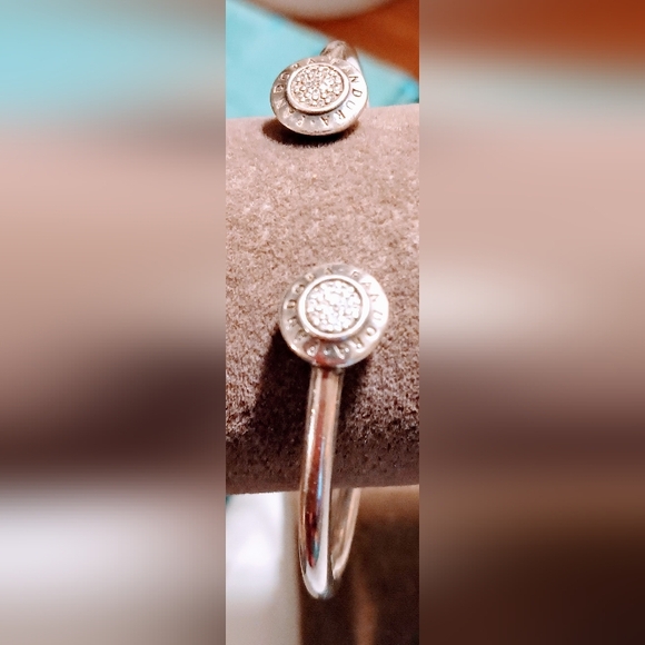 Pandora Diamond Sterling Silver Cuff size 7 inch length Bracelet - Picture 5 of 10